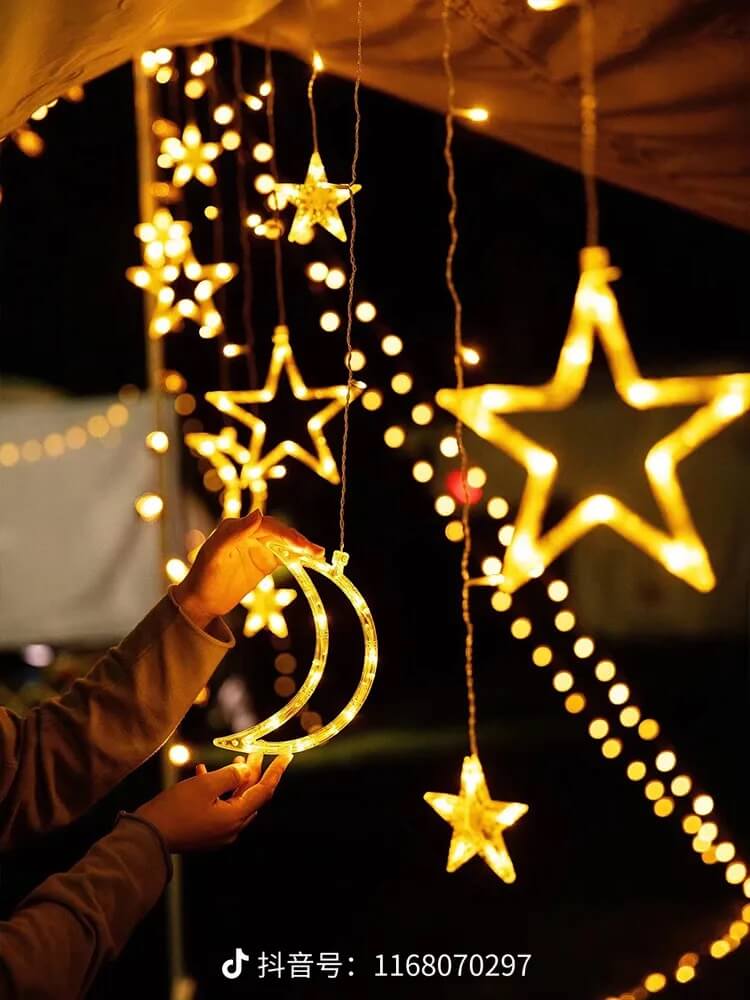 ستار أضواء LED ⭐ و هلال 🌙 رمضان