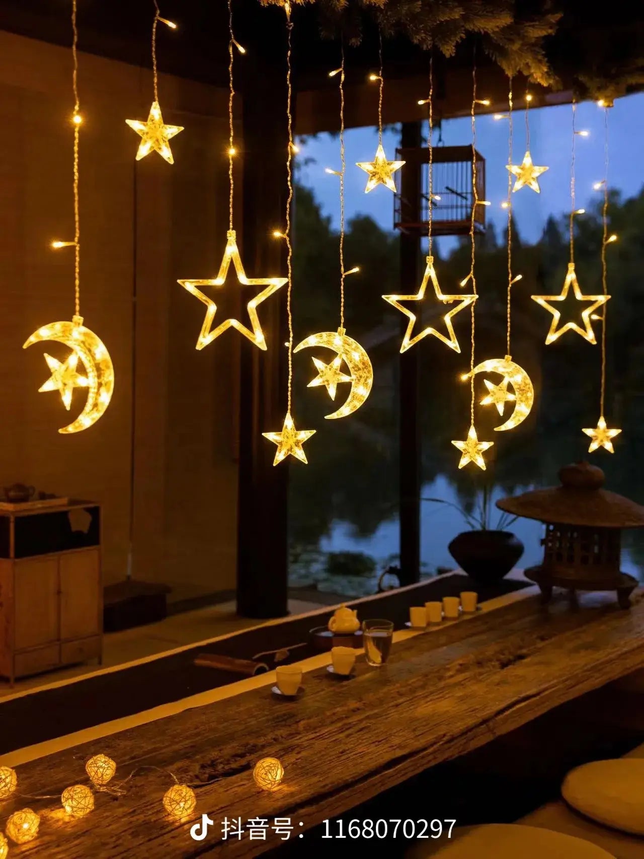 ستار أضواء LED ⭐ و هلال 🌙 رمضان